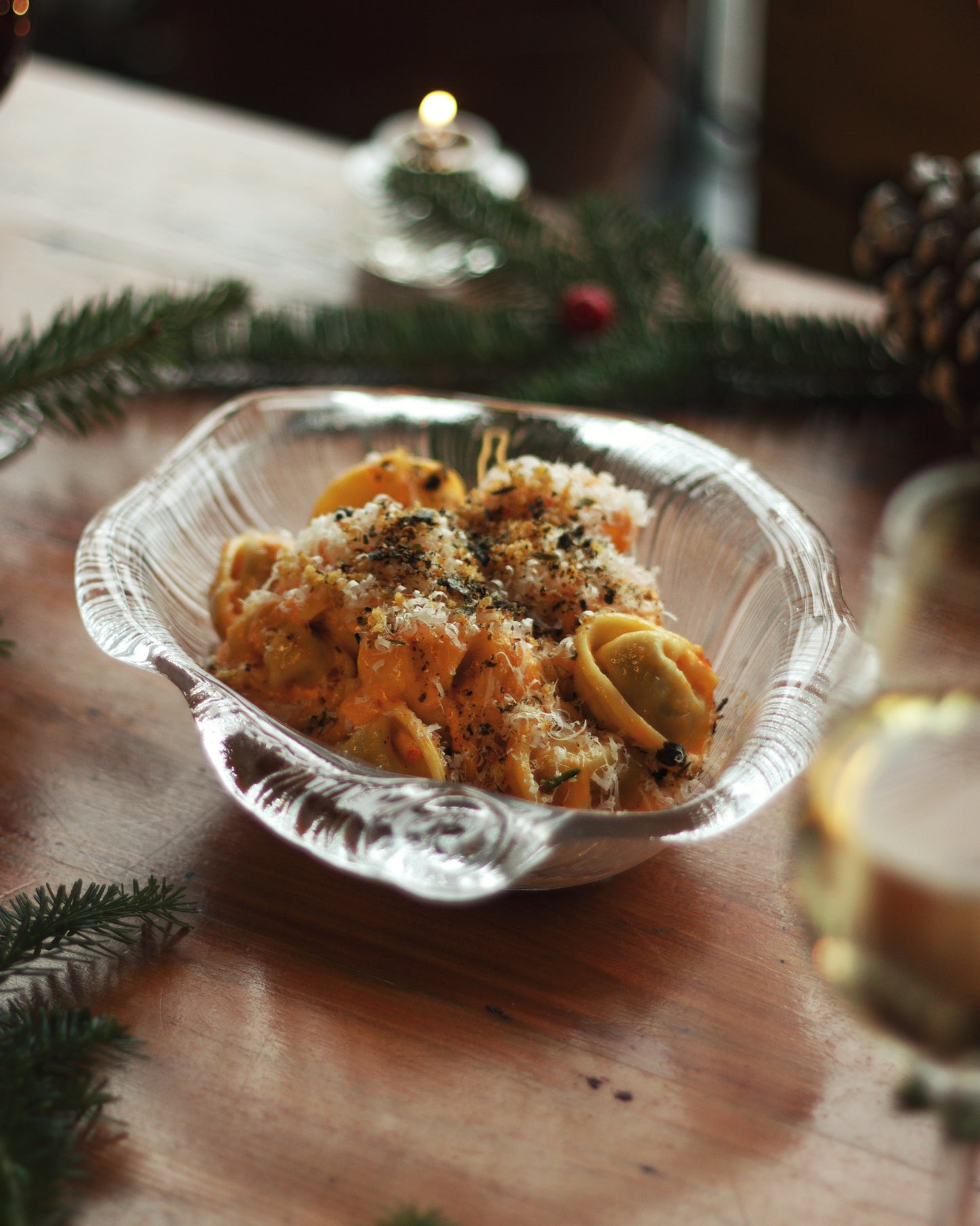 Tortellini de crevettes nordiques, miso blanc & ricotta, beurre homard-gingembre